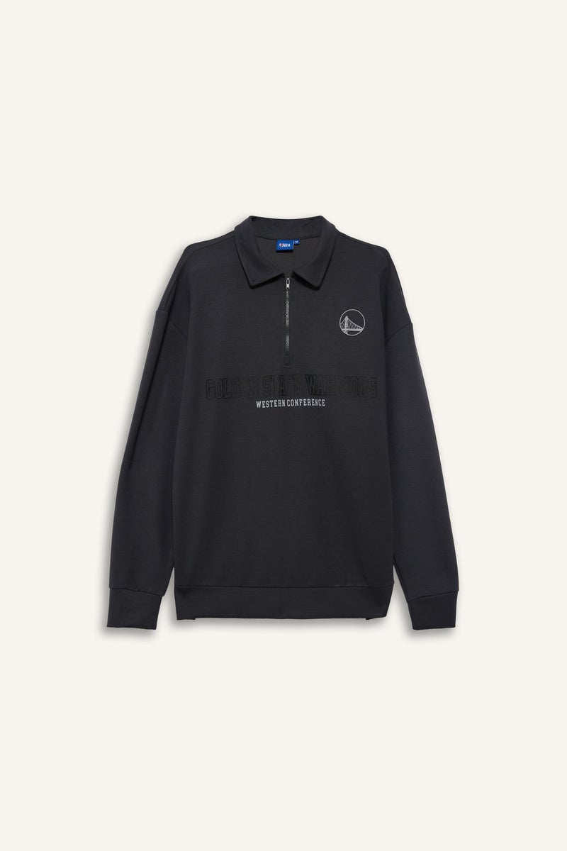 DeFacto Grey Man Boxy Fit NBA Golden State Warriors Long Sleeve Sweatshirt Casual - Image 4
